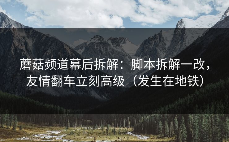 蘑菇频道幕后拆解：脚本拆解一改，友情翻车立刻高级（发生在地铁）